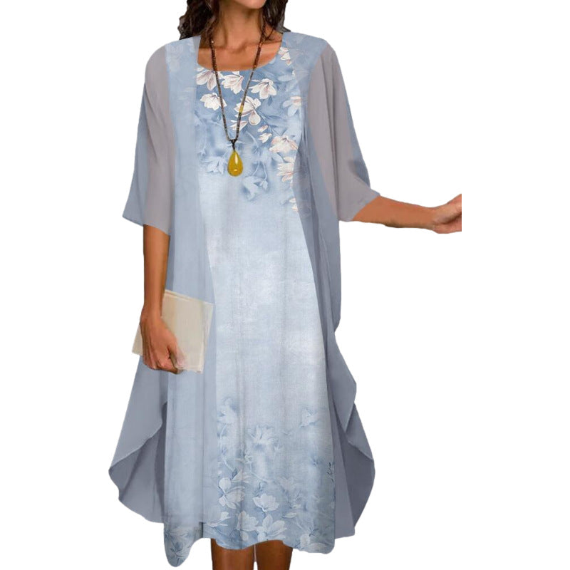 🌸Rochie din două piese pentru femei, cu imprimeu floral