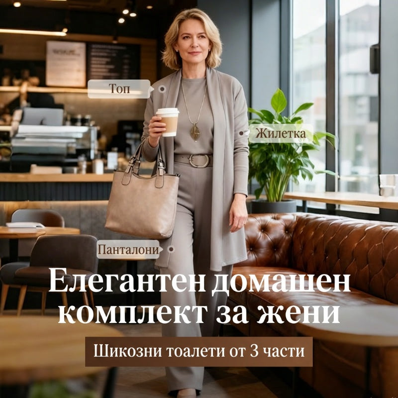 💞 Тричастен комплект: дълъг кардиган, блуза, панталони – елегантност в три лесни стъпки!
