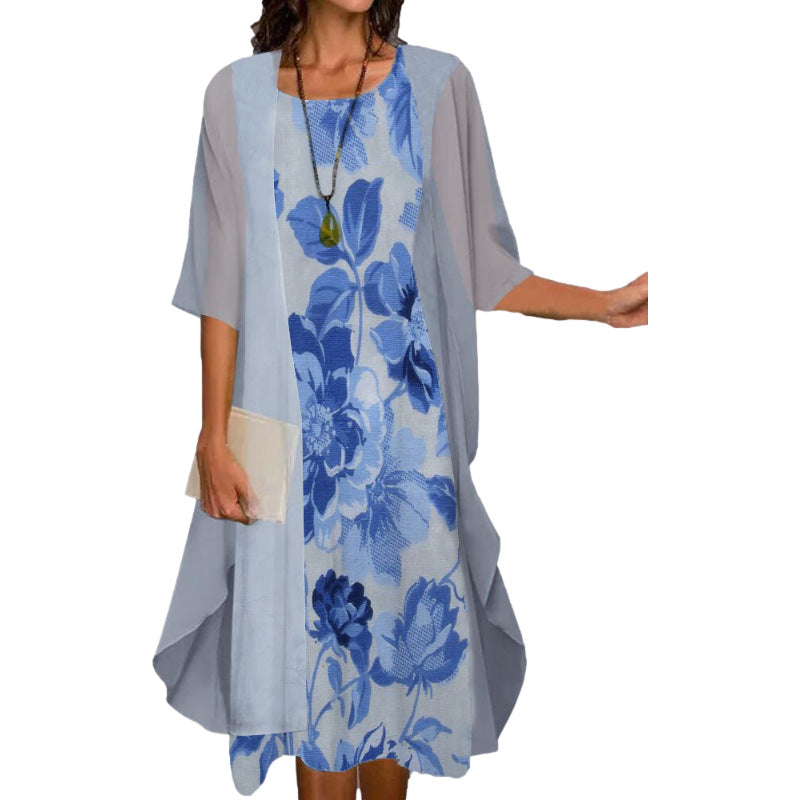 🌸Rochie din două piese pentru femei, cu imprimeu floral