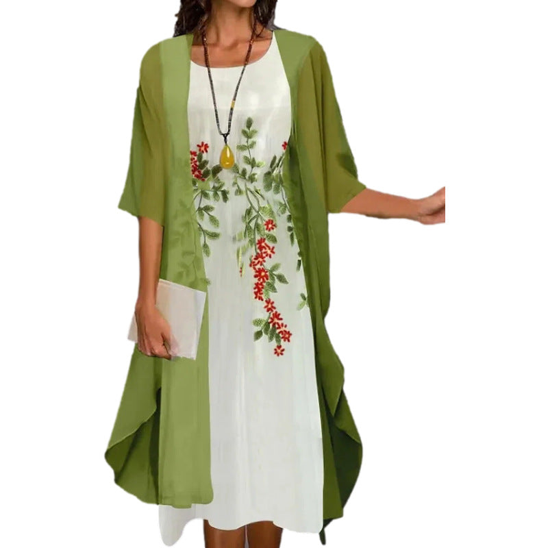 🌸Rochie din două piese pentru femei, cu imprimeu floral