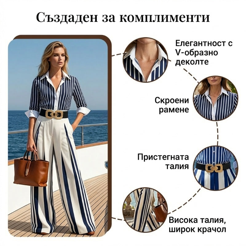 📢 50% ОТСТЪПКА! ⏰ Комплект райетана блуза + широки панталони – Лятна класика на половин цена! 👚👖