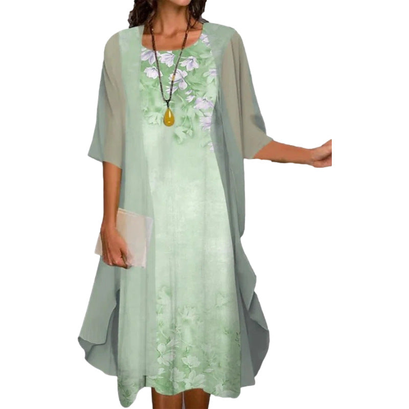 🌸Rochie din două piese pentru femei, cu imprimeu floral