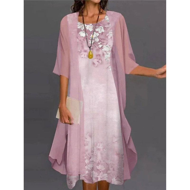 🌸Rochie din două piese pentru femei, cu imprimeu floral