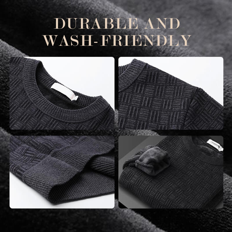 🔈🔈49% ОТСТЪПКА🔥Мъжки топъл пуловер с изящен десен и обло деколте🎁