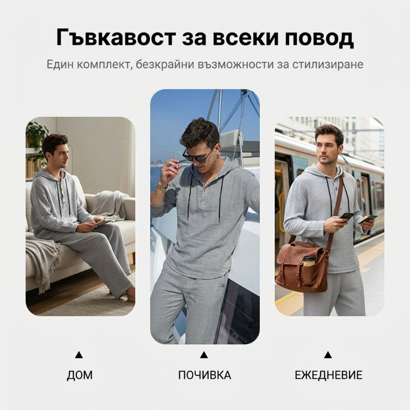 👕 Мъжки комплект: качулка + панталони – удобство, стил, универсалност
