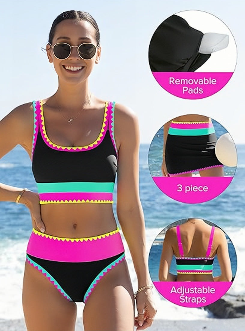🌼 Цветен пачуърк бикини комплект – уникален стил за уникалните жени! 👙