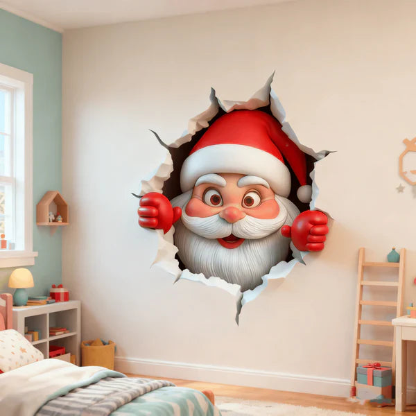 🎅Миколай пробива стената креативен 3D стикер за стена