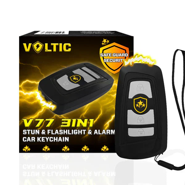 🔥 2025 Безопасностна предупреждение 46% ОТСТЪПКА ⚡️ VOLTIC V77 3 в 1 електрически шокер, фенерче и аларма, медальон за ключове за кола