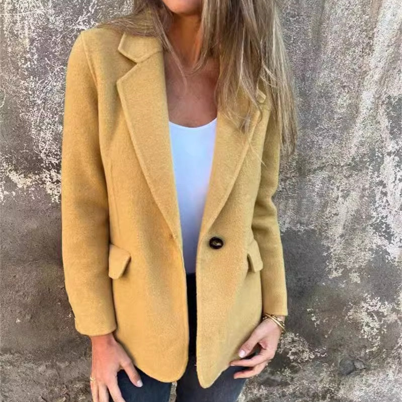【🥰Pregătiri pentru iarna care se apropie】🔥Sacou din tweed într-o singură culoare