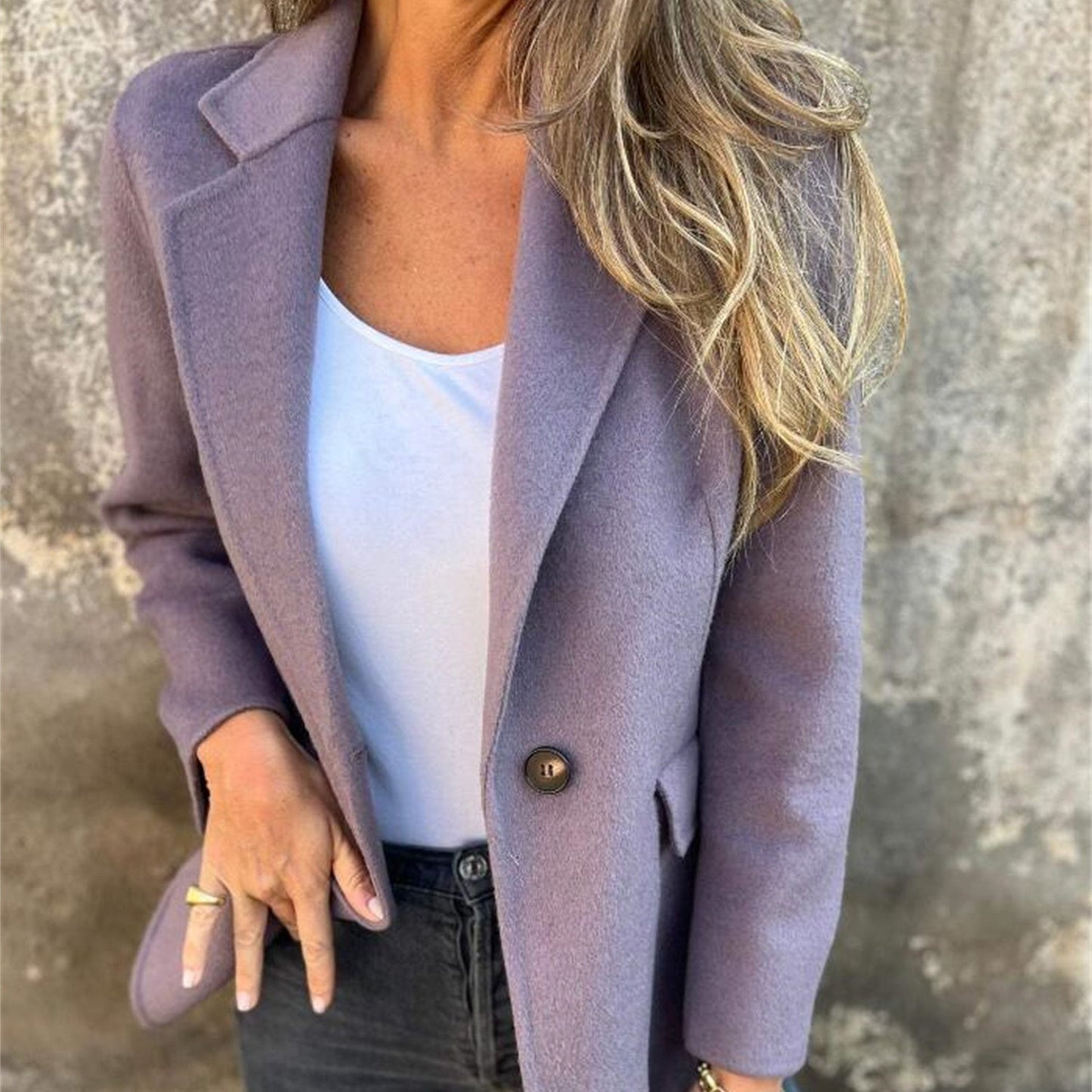 【🥰Pregătiri pentru iarna care se apropie】🔥Sacou din tweed într-o singură culoare