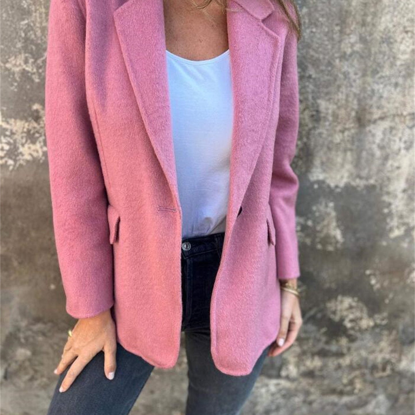 【🥰Pregătiri pentru iarna care se apropie】🔥Sacou din tweed într-o singură culoare