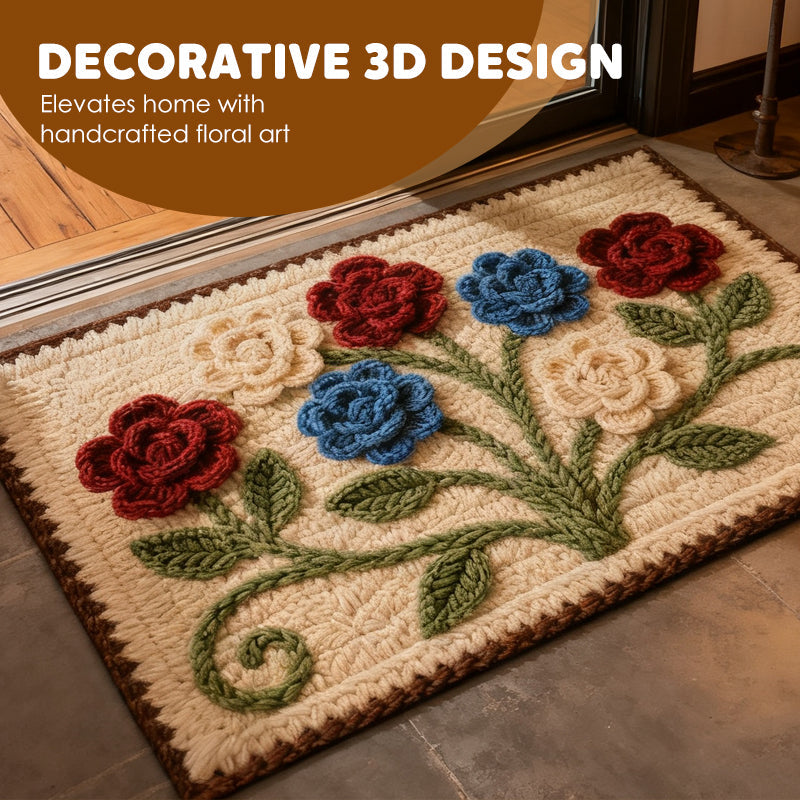 🏵️3D флорална прежда Модерна абсорбираща противоплъзгаща изтривалка🏠