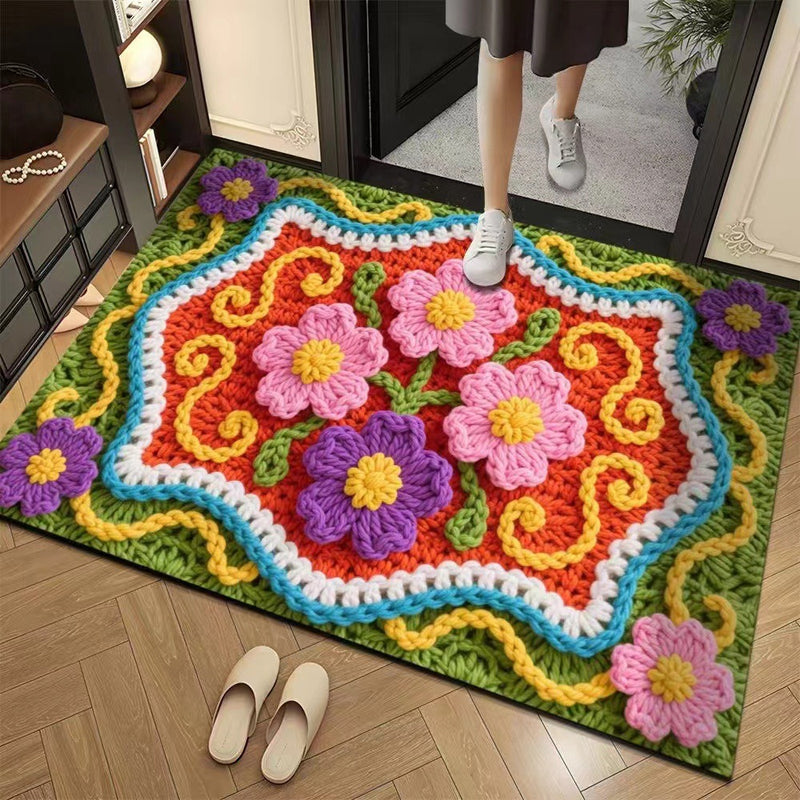 🏵️3D флорална прежда Модерна абсорбираща противоплъзгаща изтривалка🏠