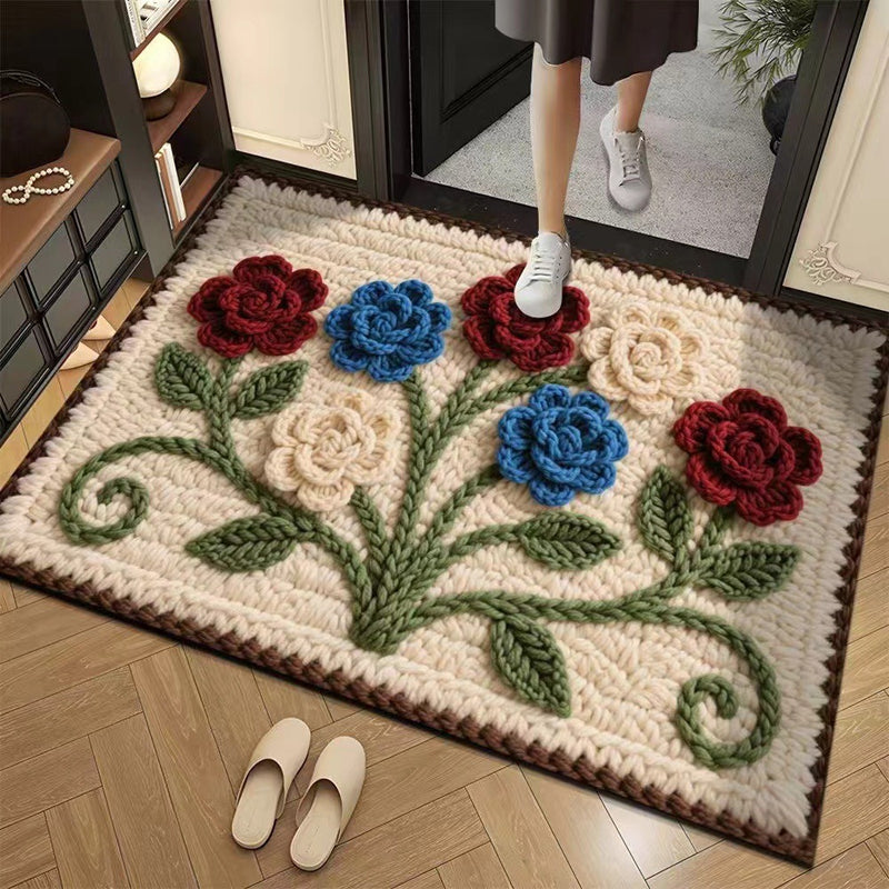 🏵️3D флорална прежда Модерна абсорбираща противоплъзгаща изтривалка🏠