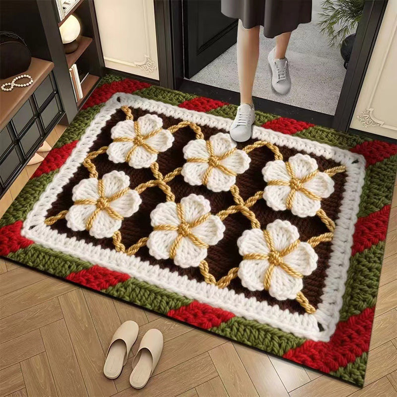 🏵️3D флорална прежда Модерна абсорбираща противоплъзгаща изтривалка🏠