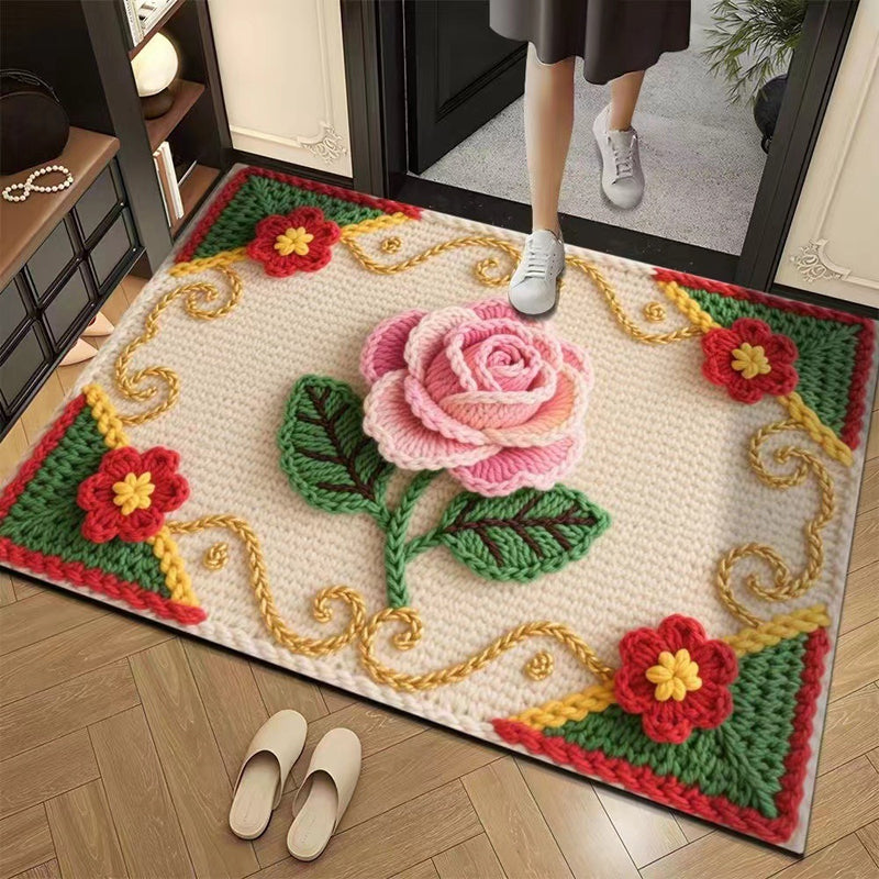 🏵️3D флорална прежда Модерна абсорбираща противоплъзгаща изтривалка🏠