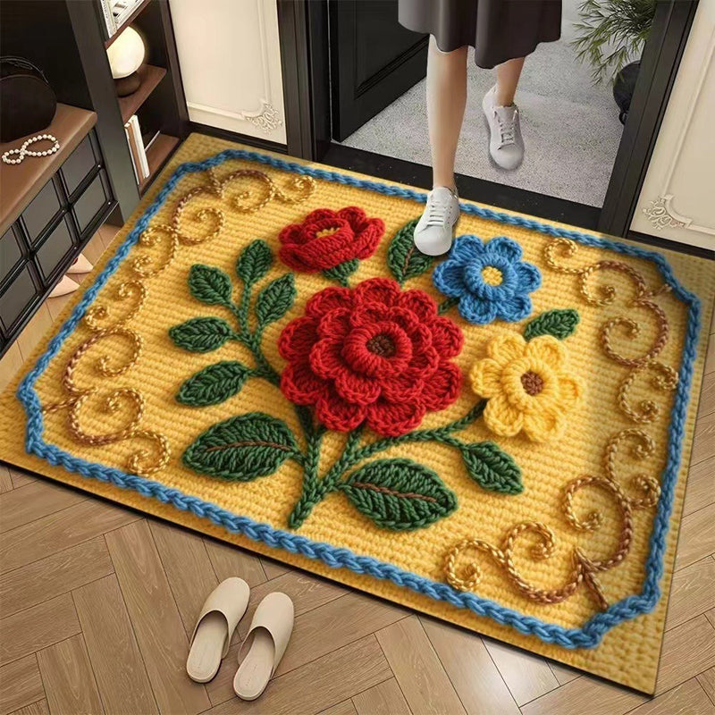 🏵️3D флорална прежда Модерна абсорбираща противоплъзгаща изтривалка🏠