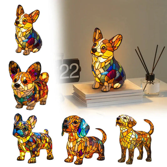 LED настолна лампа с контрастна цветна статуя на кученце🐶💡