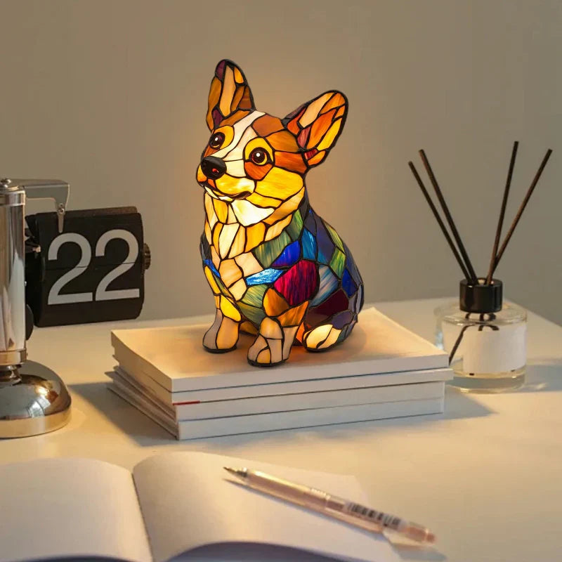 LED настолна лампа с контрастна цветна статуя на кученце🐶💡