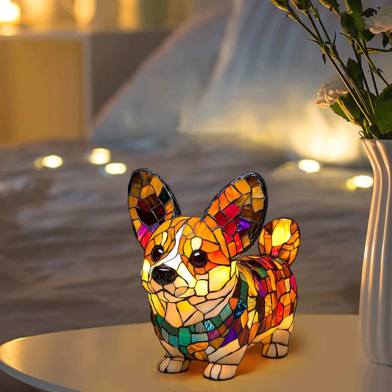 LED настолна лампа с контрастна цветна статуя на кученце🐶💡