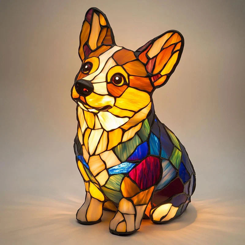 LED настолна лампа с контрастна цветна статуя на кученце🐶💡