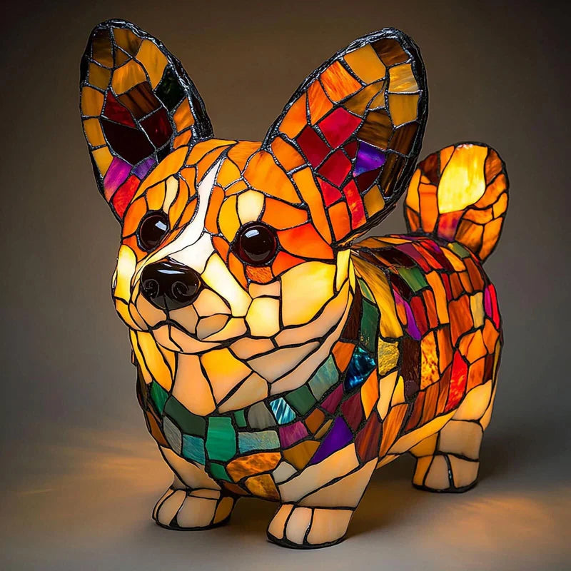LED настолна лампа с контрастна цветна статуя на кученце🐶💡