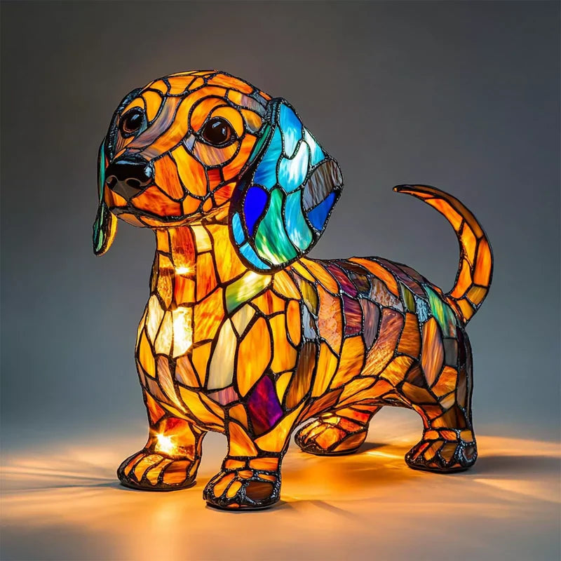 LED настолна лампа с контрастна цветна статуя на кученце🐶💡