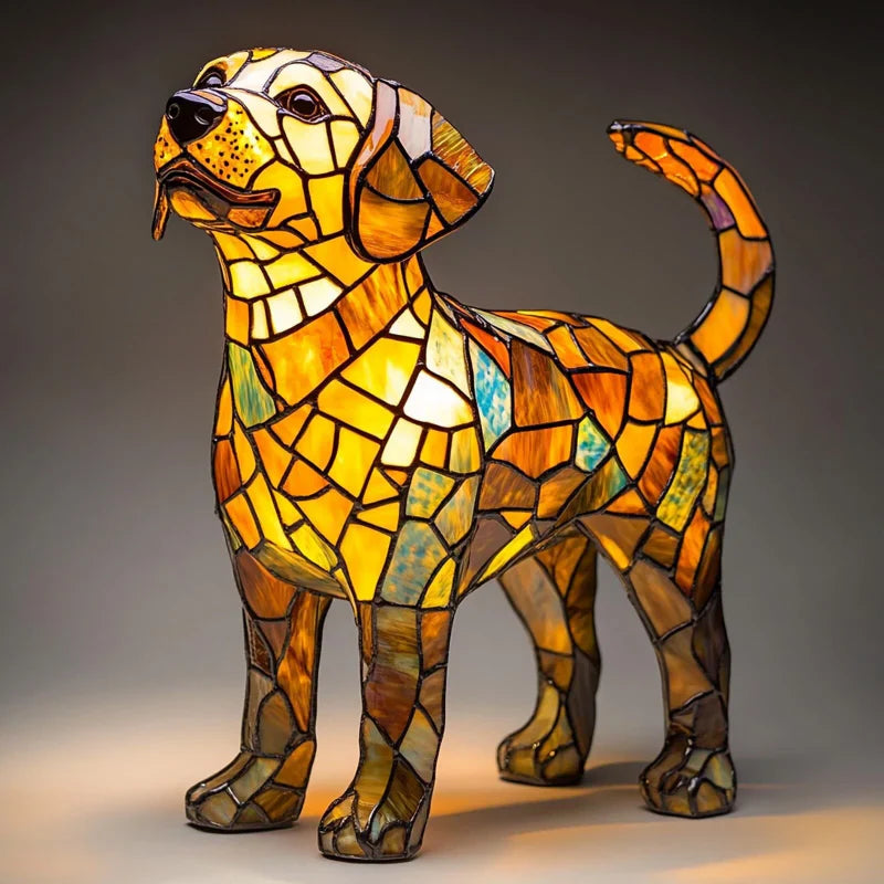 LED настолна лампа с контрастна цветна статуя на кученце🐶💡