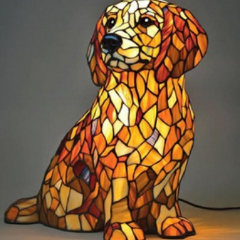 LED настолна лампа с контрастна цветна статуя на кученце🐶💡